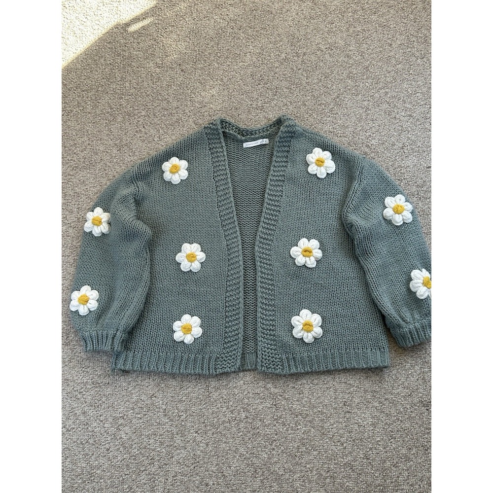 Altar'd State 3D Daisy Cardigan Women's Size XL Floral Sage Green Bohemian - Picture 1 of 15